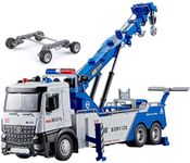 Magicwand® 1:24 Scale Die-Cast Tow Service Truck & Crane【Blue】【Jeep Not Included】 with Openable Doors Working Headlights & Tail Lights【Pack of 1】