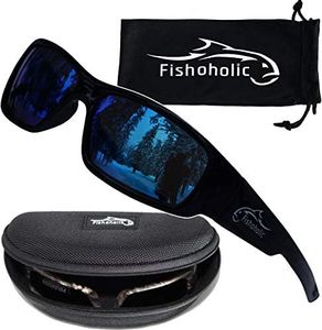 Fishoholic Polarized Fishing Sunglasses (14 Options) - Free Hard Case & Pouch - UV400 - Great Fishing Gift (GB-BLU)