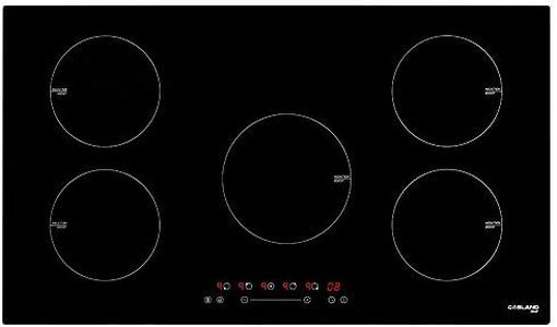 GASLAND Chef IH90BF 90cm Built-in Induction Stove, 5 Burners Electric Cooktop, with Triple & Oval Zone Touch Control Hob, Black Glass 9 Power Levels Cooktoop