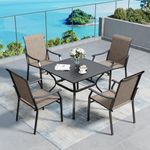 SUNSHINE VALLEY Patio Dining Sets for 4, 5 Piece Patio Table and Chairs Set of 4, Outdoor Dining Set with Square Patio Table & 4 Textilene Chairs, Outdoor Table and Chairs Set for Garden Backyard Deck