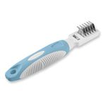 Pets First Professional Pet Mat Remover - Dematting Tool for Grooming Cats & Dogs - Removes Matted Fur, Tangles, Knots, Loose Hair & Dirt - Stainless Steel, Gentle Teeth, Soft Comfort Grip Handle,Blue,1 Count (Pack of 1)