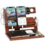 ZAPUVO Multifunctional Wooden Phone Docking Station, Portable, Suitable for iPad and Other Large Devices, Ideal for Men