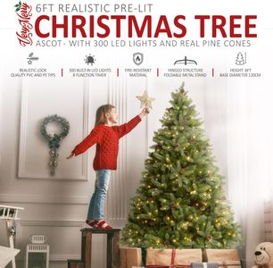 VeryMerry 6FT Pre-Lit Christmas Tree – Artificial Holiday Decor