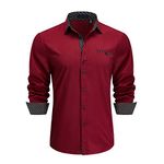 Enlision Men's Dress Shirts Long Sleeve Business Casual Shirt Regular Fit Button Up Shirts Red M