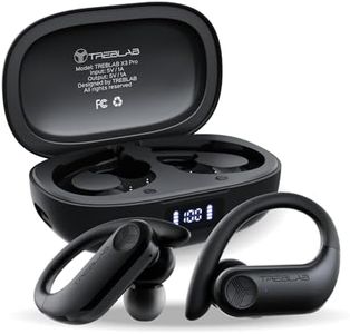 TREBLAB X3 Pro - Workout True Wireless Earbuds, Comfortable Earhooks, Bluetooth 5.3, Punchy Bass, Noise Isolation, 145H Playtime, IPX5 Waterproof, Sweatproof, 2 Mics for Calls, Sport Bluetooth Earbuds