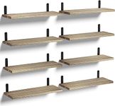 Mardili Shelves Wood Wall Mounted Shelf, Rustic Shelves Set of 8（Light brown）