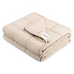 Navaris Weighted Blanket - Sensory Calming Heavy Blanket for Adults - 100% Cotton Outer Cover - Size Single 135 x 200 cm, 8.8 kg (19.4 lbs) - Beige