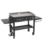 Blackstone 36 inch Outdoor Flat Top Gas Grill Griddle Station - 4-Burner - Propane Fueled - Restaurant Grade - Professional Quality - with New Accessory Side Shelf and Rear Grease Management System