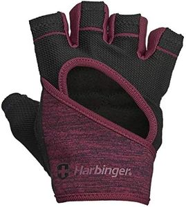 Harbinger Women's Flexfit Wash and Dry Workout Weightlifting Gloves with Padded Leather Palm (1 Pair), Black/Merlot, Large