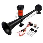 GAMPRO 24V 150db Air Horn, 45cm Chrome Zinc Single Trumpet Truck Air Horn with Compressor for Any 24V Vehicles Trucks Lorrys Trains Boats Cars (Red) …