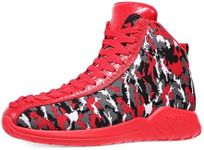 Men's Red High Top Sneakers Lightweight Outdoor Basketball Shoes Ankle Boots Size 9