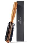 ZilberHaar - Styler Hair and Beard Brush - Round Brush, 1.3 Inch Stiff Boar Bristles and 8.5 Inch Pearwood Handle - 222 Plugs of Bristles - Beard Grooming Brush for Men