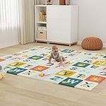 Dripex Baby Play Mat, 197×177×1.5cm Large Foam Crawling Playmat, Extra Thick Folding Reversible Waterproof Non Toxic Portable Floor Mat with Letters and Numbers for Baby