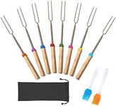 Marshmallow Roasting Sticks-Kiwinvou 8 Pcs Stainless Steel Telescopic Roasting Sticks 32 Inch Extendable Roasting Sticks with Barbecue Brush for Outdoor Camping BBQ