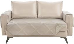 Pamhaven Diamond Loveseat Covers for 2 Cushion Couch, Water-Repellent Covers for Sofa, Machine Washable Quilted Couch Covers, Pet Friendly Loveseat Slipcovers (Loveseat 48", Beige Cream)