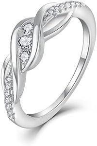 Starnny Anillos Mujer Infinito Plata de Ley 925 3A Zirconia Regalos chapados en oro blanco para Mujer,54(17.2cm)