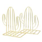 Metal Bookends Book Ends Heavy Duty Modern Decorative for Bedroom Library Office School Book Display Desktop Organizer Gift(Cactus Gold)