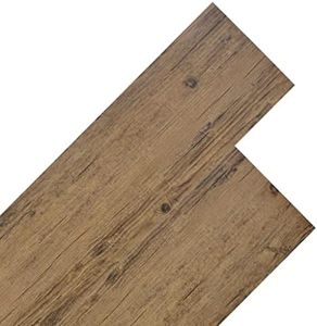 vidaXL PVC Flooring Planks in Durable Walnut Brown, Non Self-Adhesive, Ideal for High Traffic Areas, Easy to Install, 2mm Thickness, 5.26m² Coverage