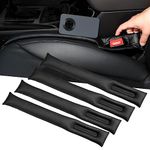 ROUDJER 4 Pack Car Seat Gap Filler, Universal Anti-Drop Car Gap Filler, PU Leather Cotton Filler Car Accessories for Filling Gap Between Seat and Console (Black)