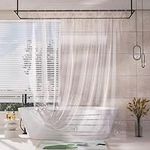 AmazerBath Shower Curtain Liner, 100% EVA Silky Soft Clear Heavy Duty Shower Curtain and Liner 2-in-1, 72x72 Luxury Plastic Weighted Bathroom Shower Liner, 12 Rustproof Grommets & 3 Heavyweight Stones