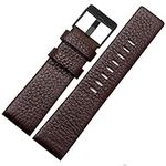 FFHAO 22mm 24mm 26mm 28mm 30mm Genuine Leather watchband for diesel DZ7259 DZ7256 DZ7265 watch strap (Color : Brown black, Size : 24mm)