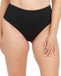 Spanx Women's Cotton Control Thong Panties, Opaque, Very Black, M