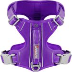 BARKBAY No Pull Dog Harness Front Clip Heavy Duty Reflective Easy Control Handle for Large Dog Walking with ID tag Pocket(Purple,L)