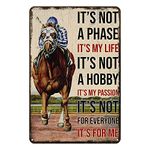 Metal Sign Horse Racing is My Passion Horse Rustic Decor Vintage Tin Sign Home Kitchen Farm Bar Cafe Ranch Club Cave Wall Decor Horse Tin Sign 12 X 8 Inch