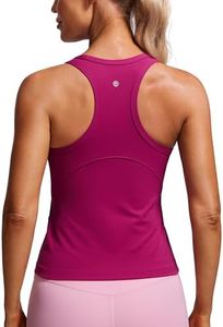 CRZ YOGA Butterluxe Womens Racerback Tank Top High Neck Cropped Workout Tops Athletic Sleeveless Top Camisole Gym Tanks Magenta Purple Small