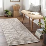 Hauteloom Lunao Farmhouse Living Room Bedroom Moroccan Square Pattern Abstract Runner Rug - Soft Shaggy High Low Carpet - High Pile - Bohemian, Boho - Gray, Brown, Beige, Cream - 2'7" x 7'3"