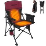 XGEAR Heated Camping Chair for Adults, 3 Heat Levels, Heated Back and Seat, Fully Padded Heated Camp Chair for Outdoor, Battery Not Included(Black/Red)