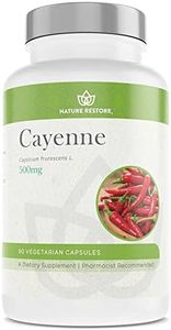 Nature Restore Cayenne Pepper Extract Supplement, Standardized to 0.45 Percent Capsaicin, 70,000 Scoville Heat Units, 90 Capsules, Manufactured in USA, Non-GMO & Gluten Free