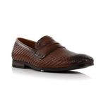 Ferro Aldo Dylan MFA19671 Classic Moc-Toe Penny Loafers for Men, Woven Cognac, 9.5