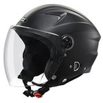 STUDDS RAY ISI Certified Open FACE Helmet for Men and Women with D - Ring Lock (Black-M)