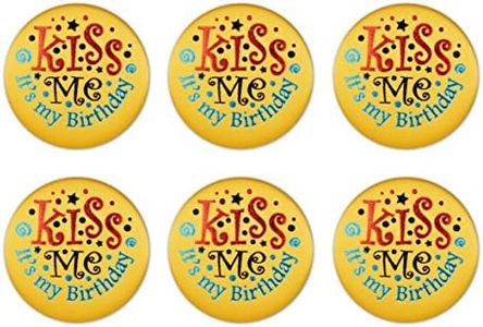 Beistle 6-Pack Kiss Me, it's My Birthday Satin Button, 2-Inch