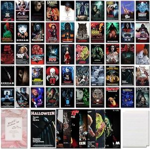 GOSBI 50PCS Vintage Classic Horror Movie Posters Wall Collage Kit,Creepy Scary Horror Movie Decor Aesthetic Pictures,Horror Decor for Home Bedroom Living Wall Decor,4×6 Inches