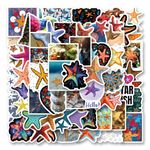 62Pcs StarFish Stickers Pack, Aesthetic Vinyl Waterproof Sticker Decals for Water Bottle,Laptop,Phone,Skateboard,Scrapbooking,Bumper Gifts for Kids Teens Adults for Party Supply Decor Favor