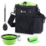 pecute Large Dog Treat Pouch Bag - Upgrade with Water Bottle Holder, Waterproof Walking Bag Multiple Pockets, Adjustable Waist & Shoulder Belt 3 Ways to Wear for Training Walking Outdoor Use (Black)