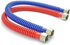 Flexible Stainless Steel Corrugated Water Heater Connector,Hot and Cold Color Coded,3/4" FIP x 3/4" FIP, 24" Length (2 Pack)