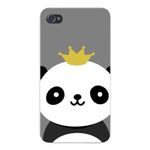 Apple Iphone Custom Case 4 4s White Plastic Snap on - Cute Baby Panda Wearing Crown