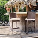 BRISHI Outdoor Bar Chair Garden Patio Bar Stool 2 Chairs for Balcony, Backyard, Lawn and Poolside, Kitchen (Dark Brown)