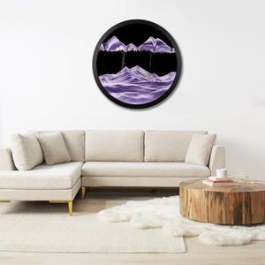 Heuanpte 17.3" Moving Sand Art Decor, 3D Sand Art Liquid Motion Wall Art Deep Sea Sandscape, 360° Rotate Round Glass Crafts Solid Wood Frame for Home Office Relaxing Decorative Gift,A
