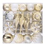 Valery Madelyn Christmas Ornaments for Christmas Tree Decorations, 130ct White & Gold Shatterproof Christmas Ball Ornaments Set, Decorative Hanging Ornament Bulk for Xmas Holiday Party Decor