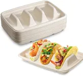 MT Products Disposable Taco Plates/Holder with 3 Compartments Made of Pulp Fiber Material Keeps Your Tacos Upright - Pack of 15
