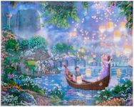 RoseArt Disney Dreams Thomas Kinkade Diamond Art Painting Kits - Tangled Rapunzel Lantern Scene- DIY Diamond Jewel by Number Art 20" x 16" Horizontal Canvas with Wooden Display Hanger