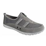 WOMENS EXTRA WIDE FIT EEE CASUAL LEATHER LINED SHOES TRAINERS - Grey - 8 UK