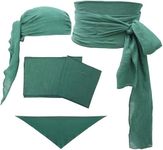 KUOIN Pirate Sash and Head Scarf 2 PCS Linen Medieval Accessory Waist Belt Headband Desert Prince Bandana, Darkgreen