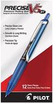 Pilot, Precise V5 RT Refillable & Retractable Rolling Ball Pens, Extra Fine Point 0.5 mm, Blue, Pack of 12