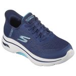 Skechers Women's Go Walk Arch Fit 2.0 Valencia Hands Free Slip-ins Sneaker, Navy/Aqua, 6.5