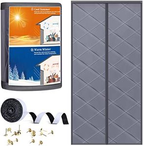 Magnetic Thermal Insulated Door Curtain, Door Insulation Cover Screen for Door Size 38" x 82", Durable Oxford Cloth & Thicken Polyester Fiber Fill for Garage Attic Doorways Hallway, Gray